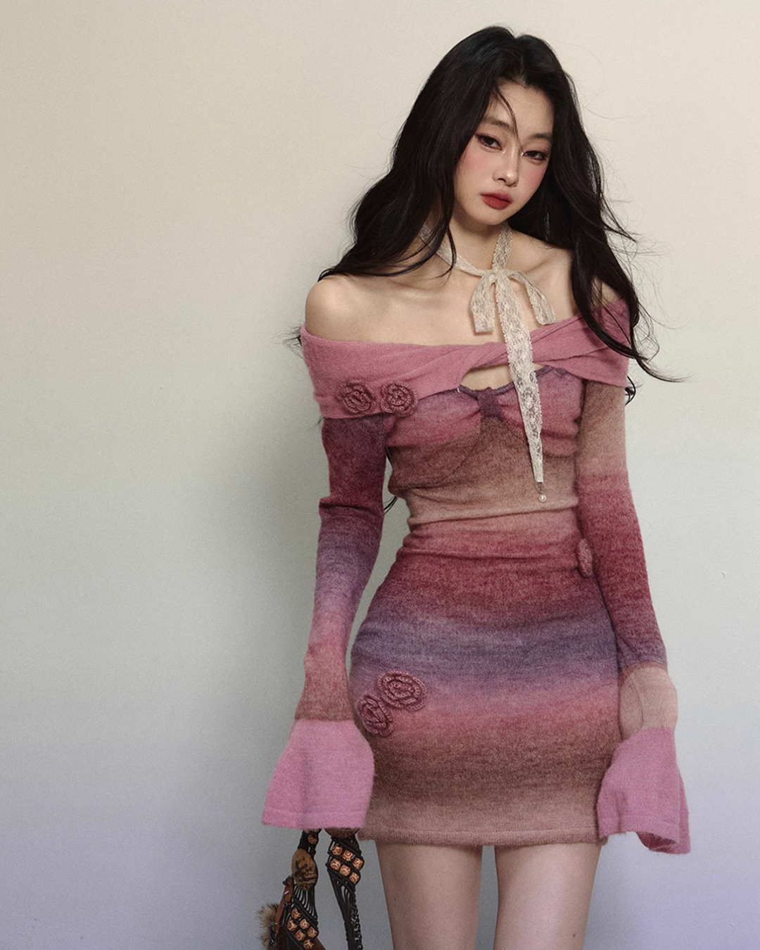 Off Shoulder Gradient Tight Dress LAS0026