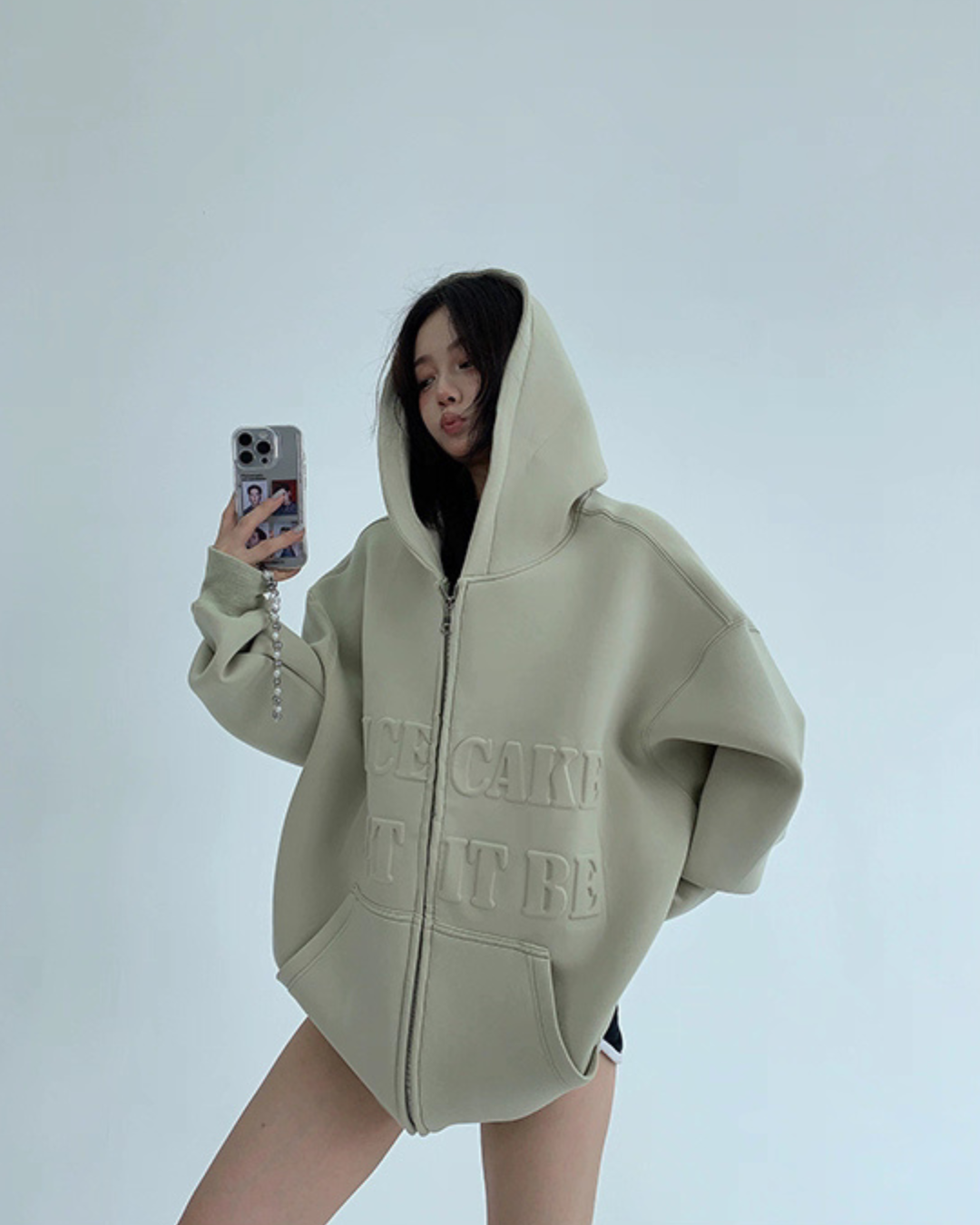 Embossed Logo Zip Hoodie YLS0910