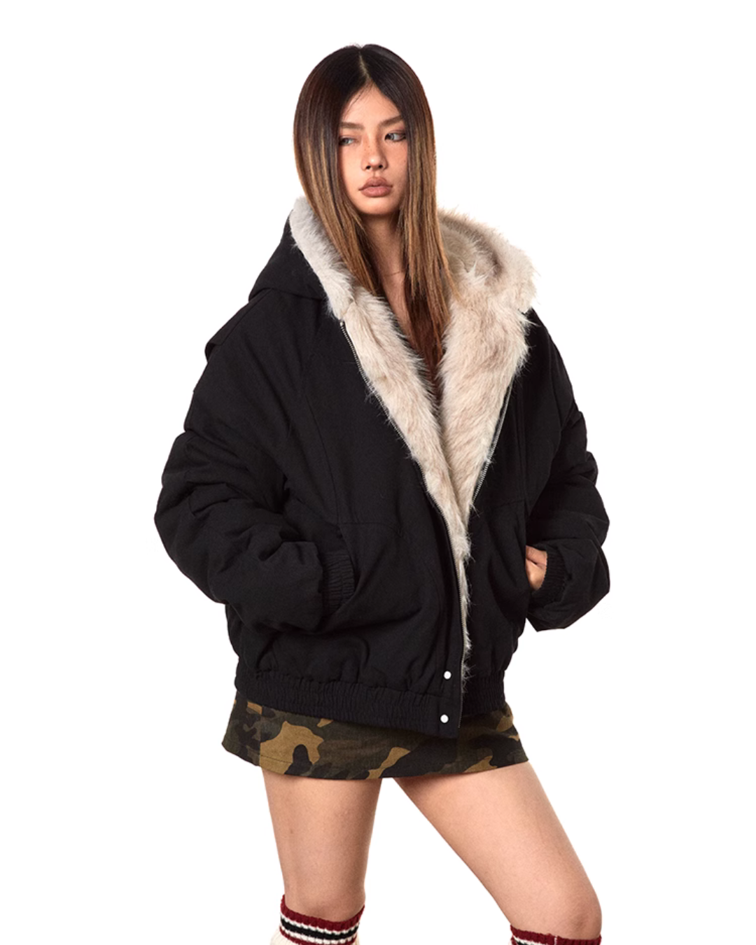 Faux Volume Bomber Jacket BLB0014