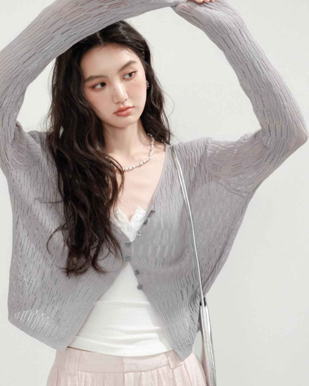 V-neck summer knit cardigan CHS0004
