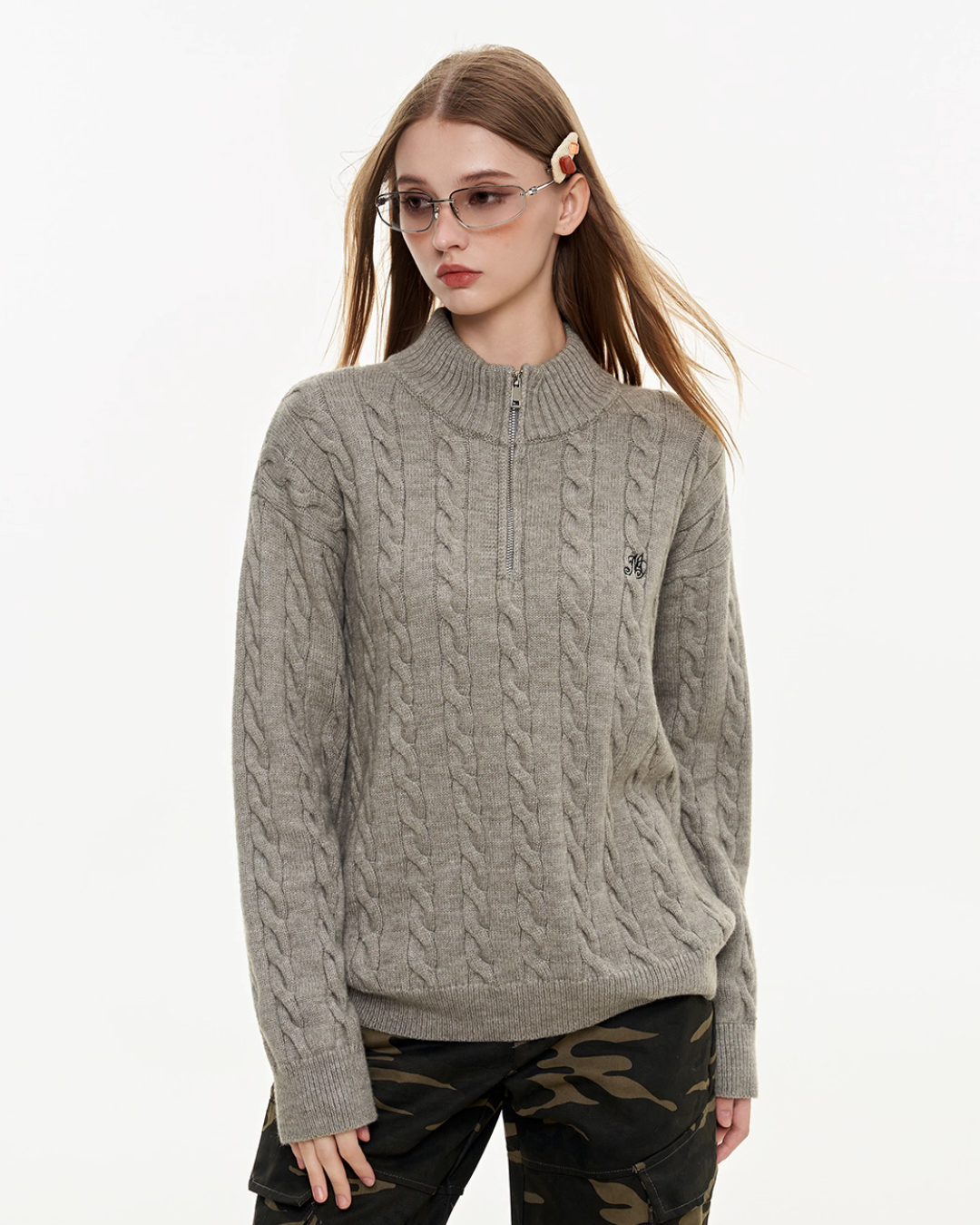 Half Zip Cable Knit MDB0010