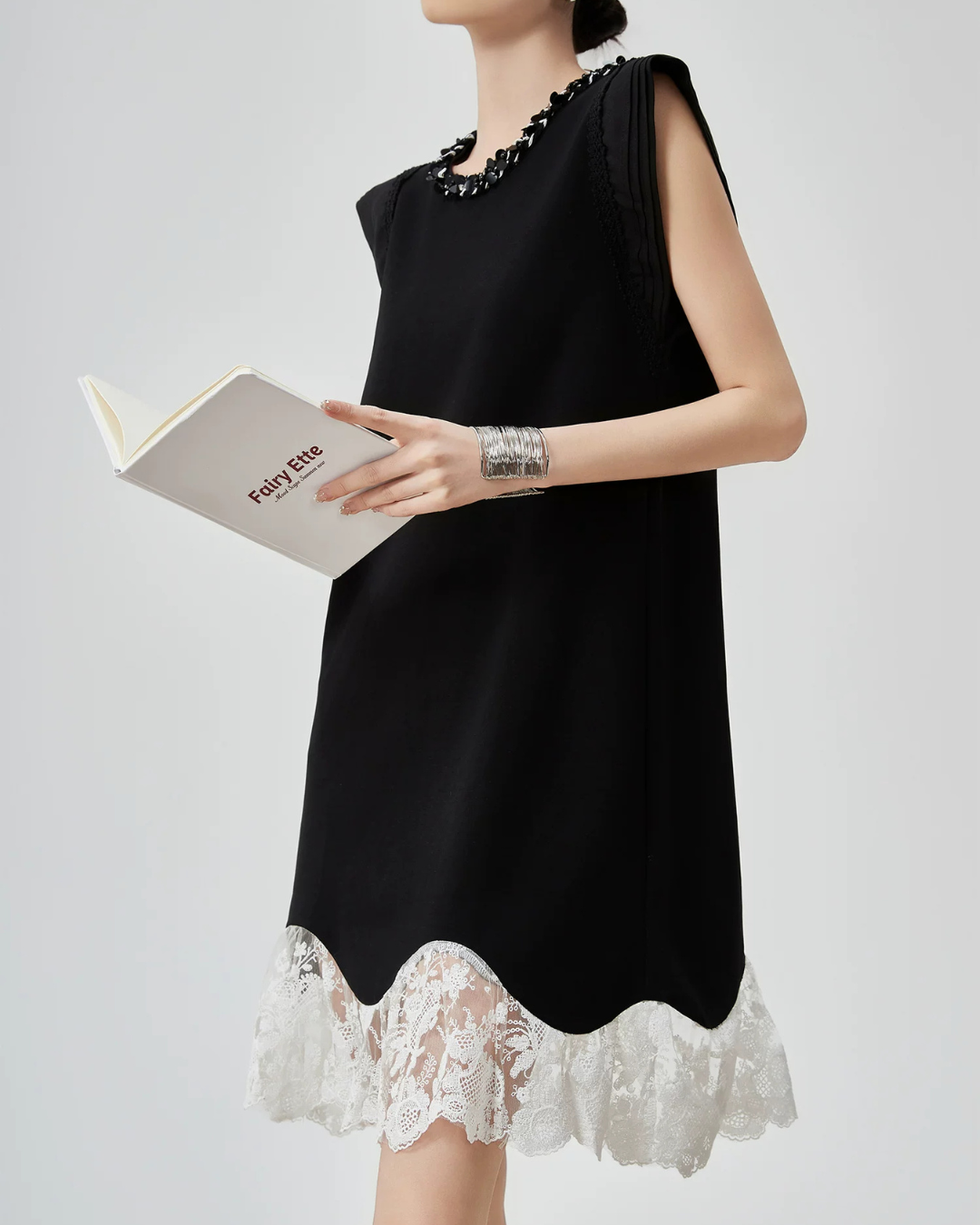 Lace Switching Asymmetry Dress FER0139