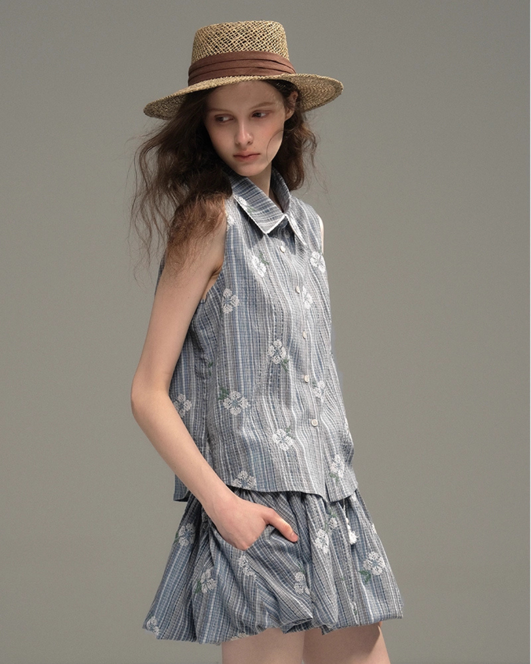 Flower Shirt Vest / Balloon Mini Pants USY0008