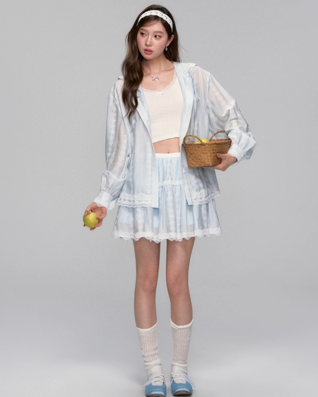 Sheer Windbreaker Jumper / Flare Skirt ASG0045