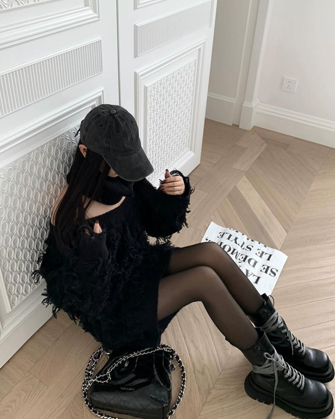 Off The Shoulder Fur Knit Tops IMC0006