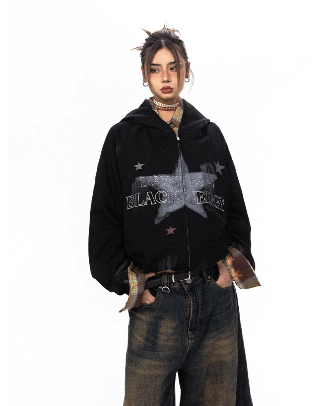 Painted Star Zip Hoodie BLB0009