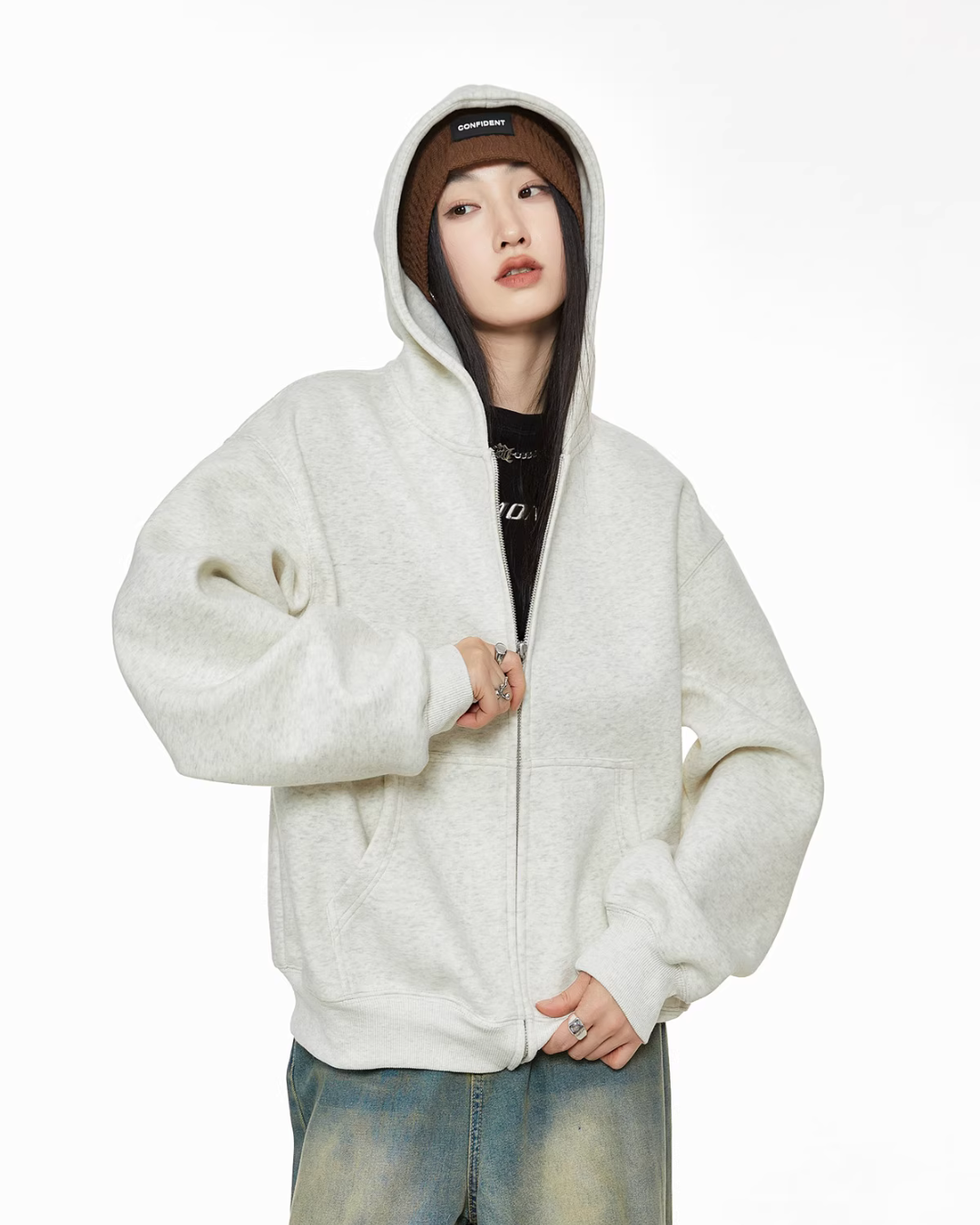 Oversized Full Zip Hoodie ICM0075