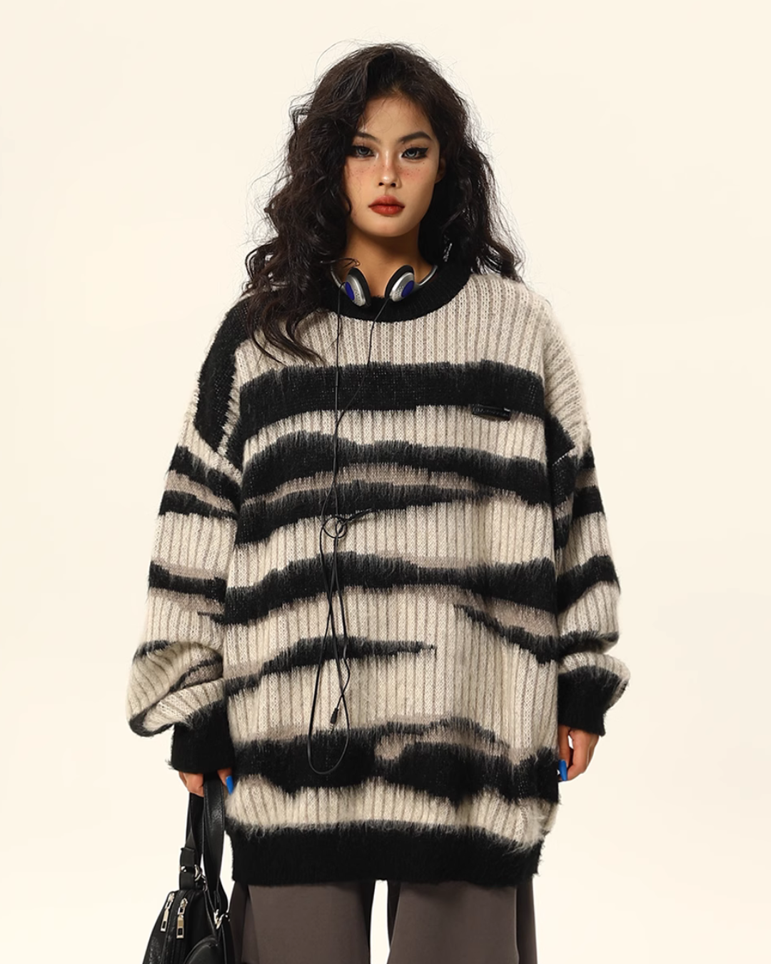 Zebra Loose Knit Tops WDZ0006