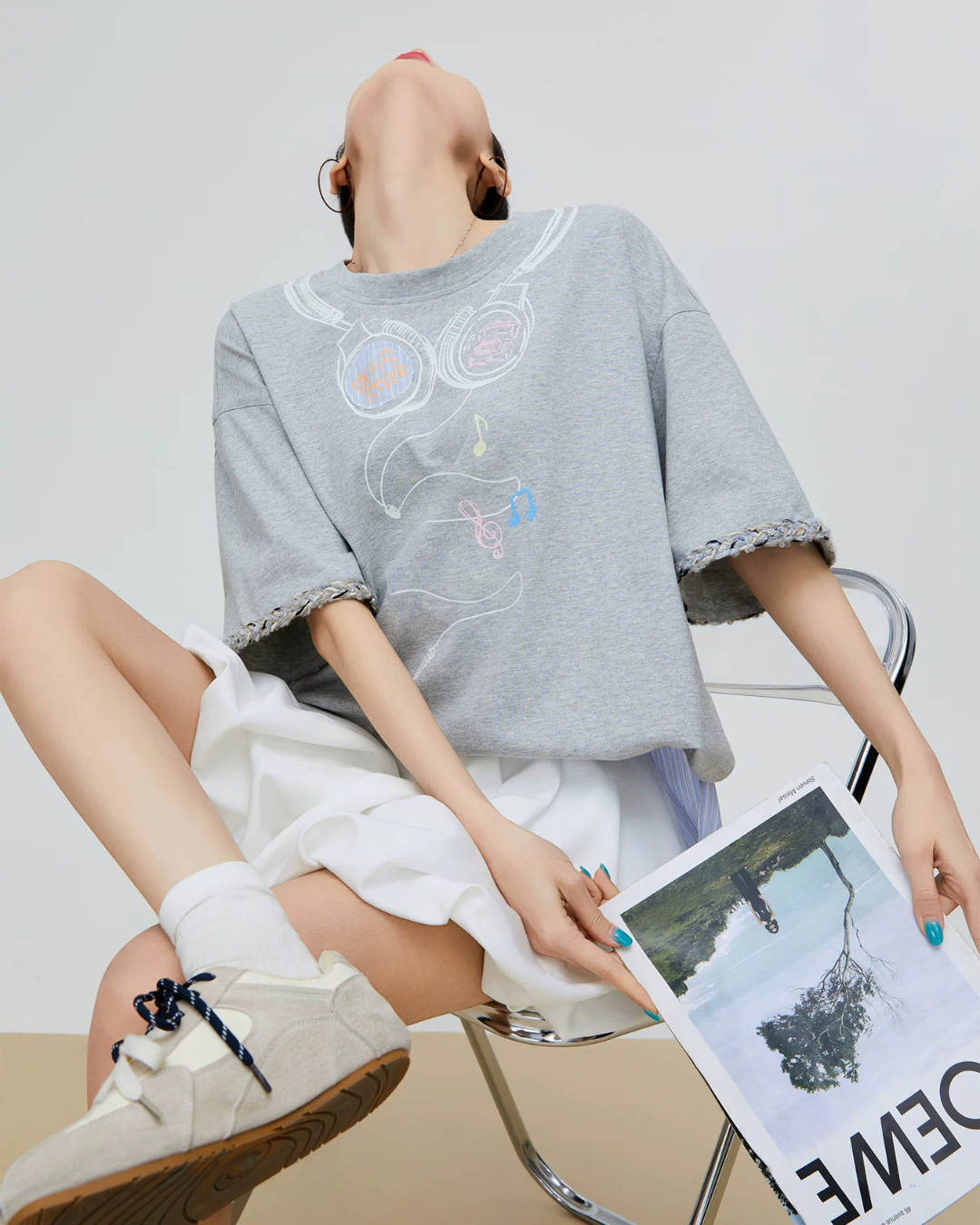 Headphone Print Short-Sleeve T-Shirt FER0168