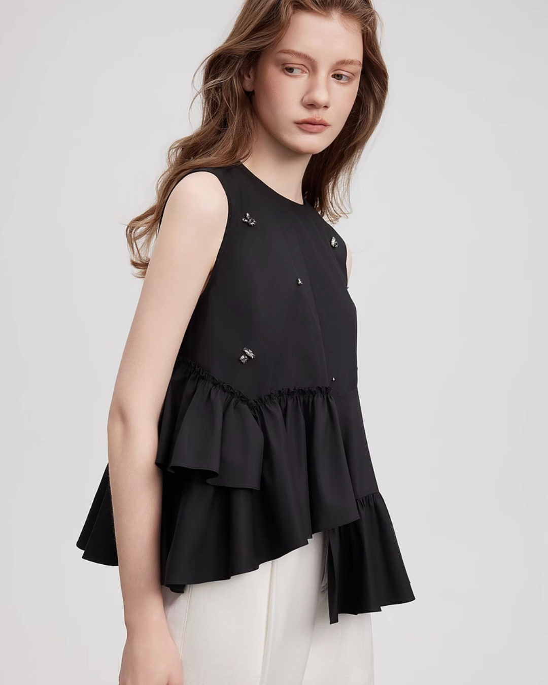 Asymmetrical Tiered Tank Top ELE0014