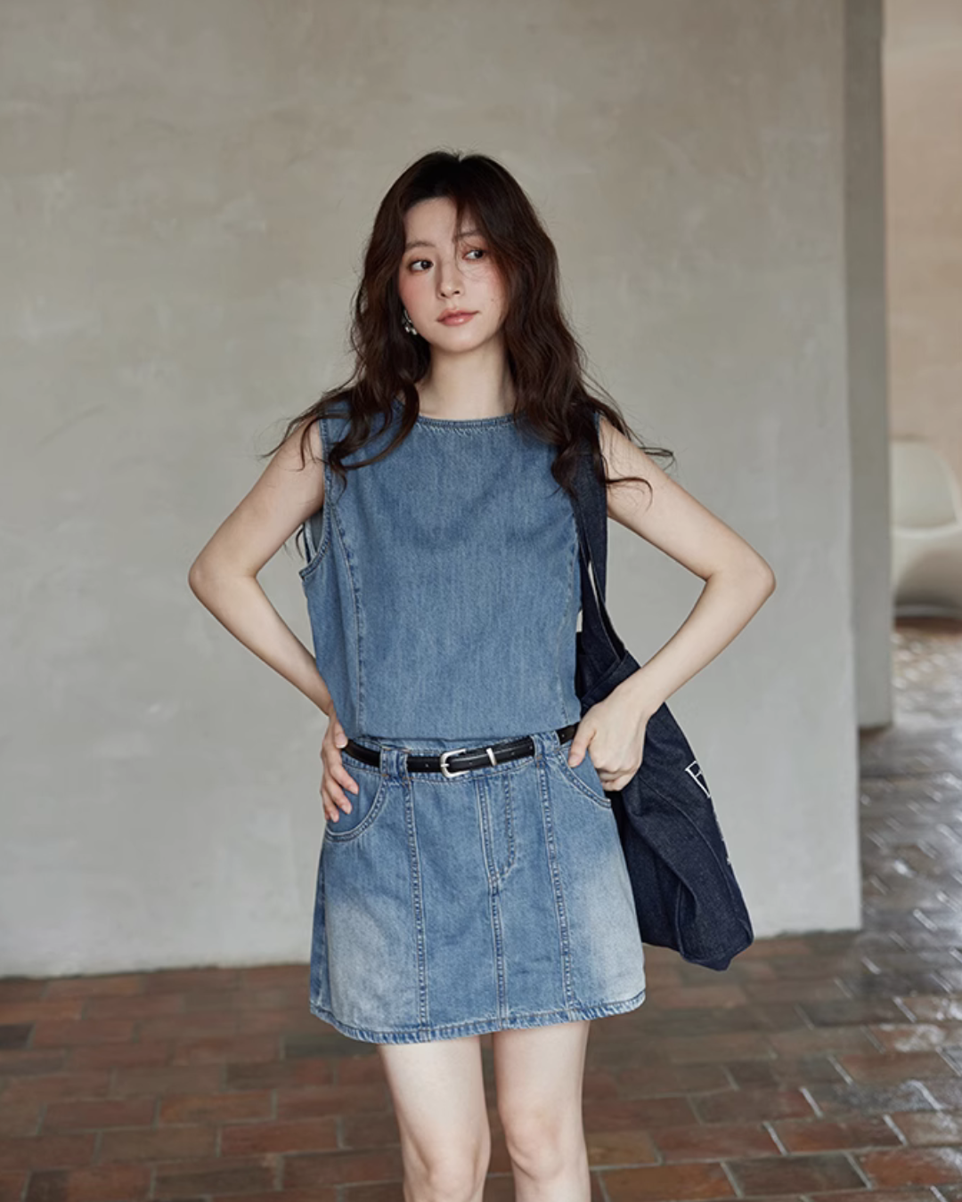 Sleeveless Denim Mini Dress SMS0016