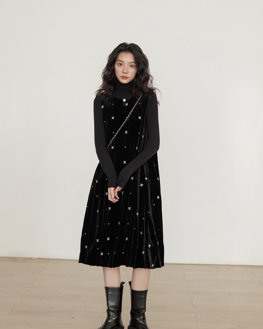Sleeveless Velour Elegant Dress VAS0142