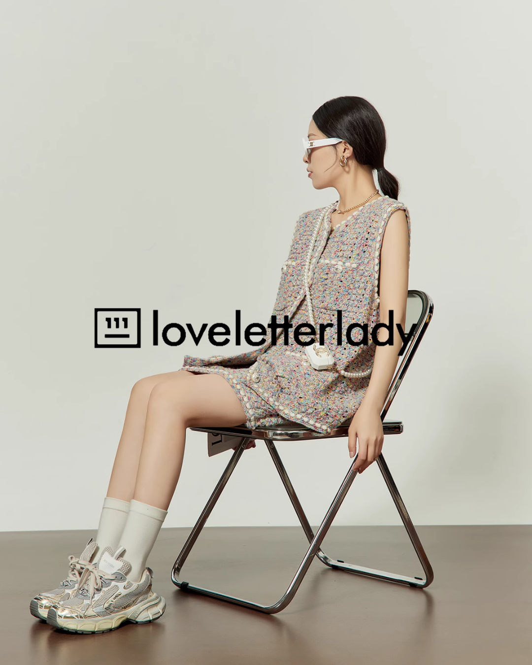 Tweed Knit Vest / Knit Skirt LLA0420