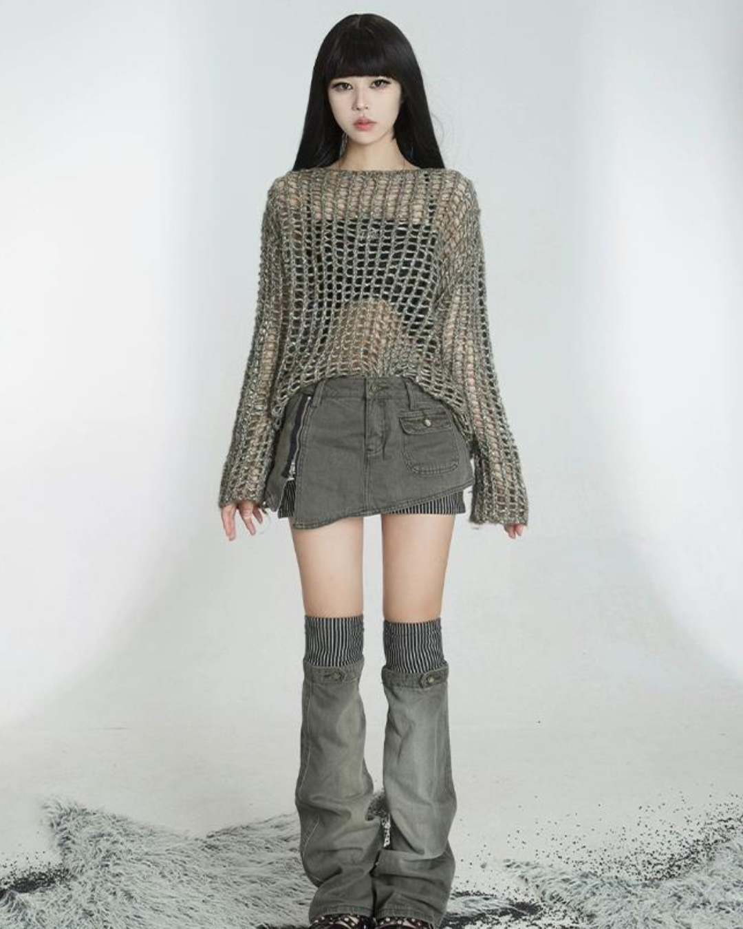 Street Punk Denim Skirt / Denim Leg Warmer ADW0001