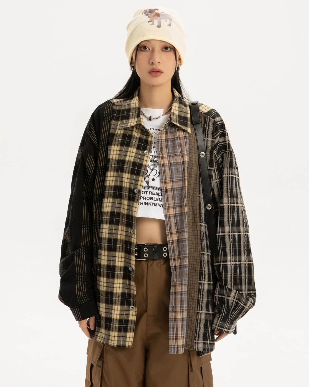 Vintage Plaid Big Shirt EZK0018
