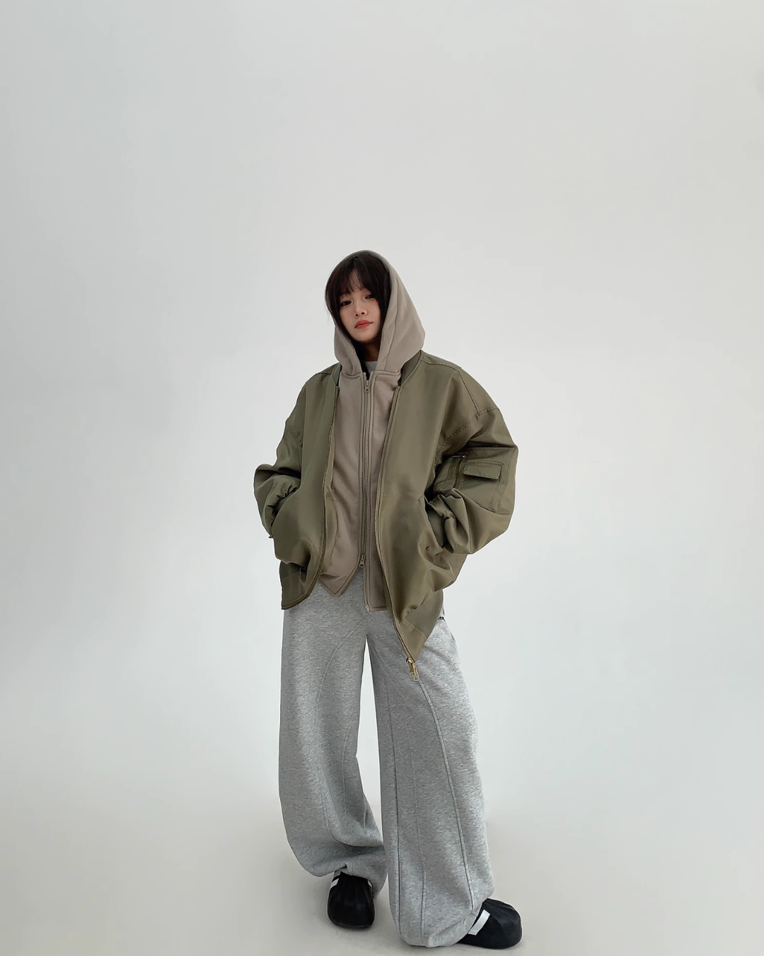 Layered Style Double Zip Hooded Jacket YLS0828