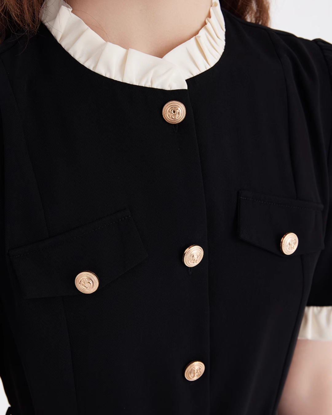 Gold Button Mini Dress LSN0014