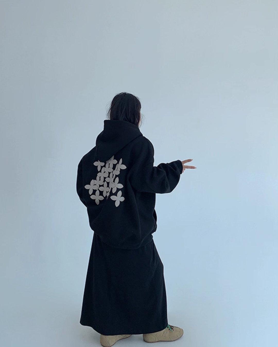 Flower Motif Sweatshirt Hoodie YLS0962