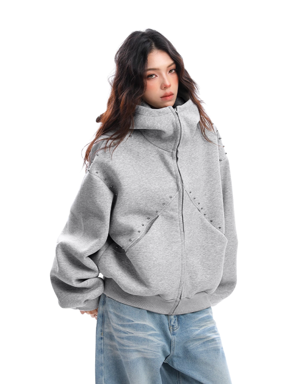 Ear Design Studded Hoodie BGS0022