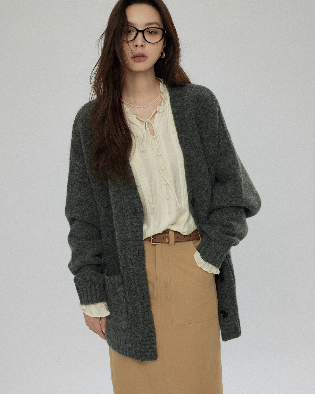 V-Neck Gathered Chiffon Blouse JLC0014