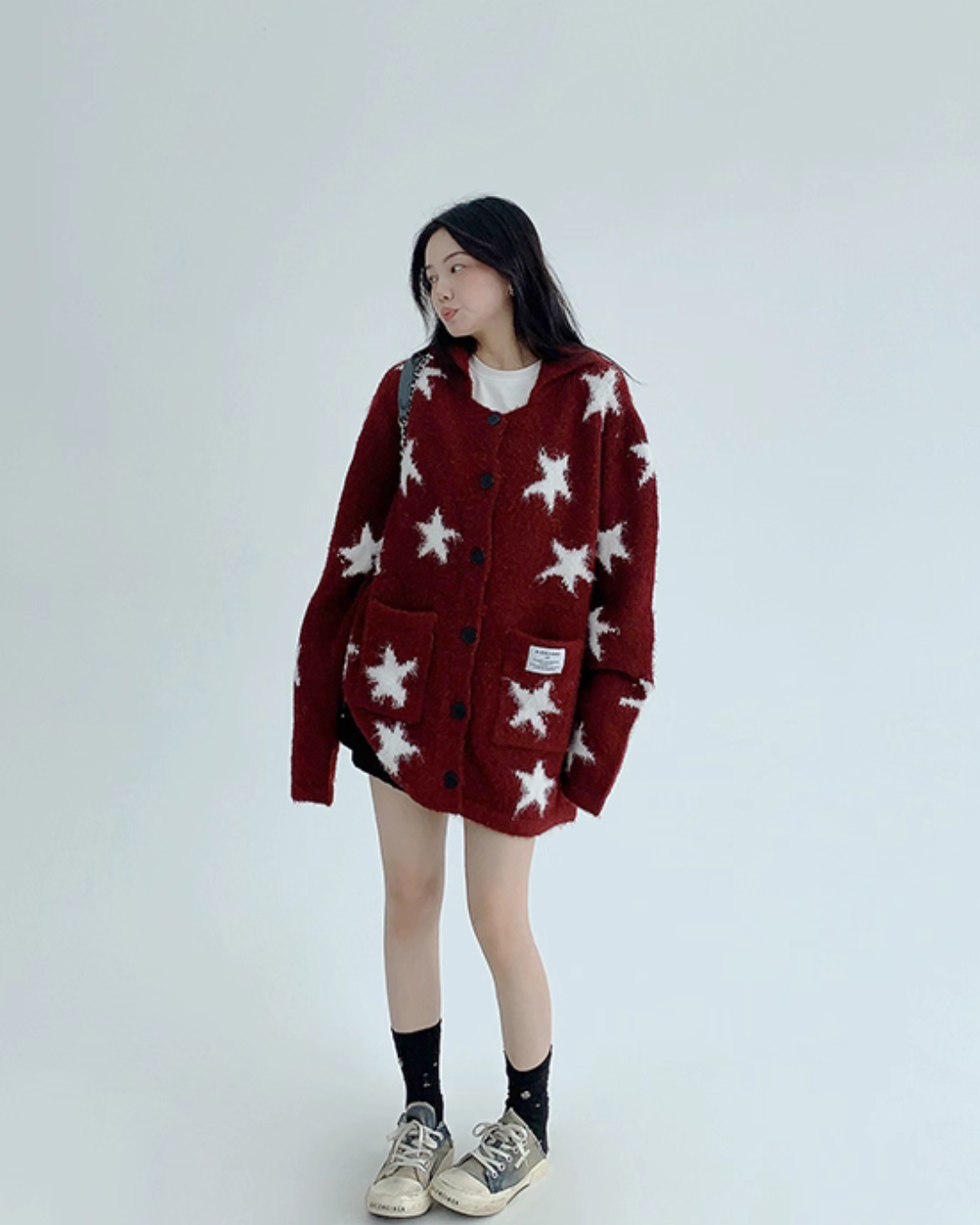 Star-Patterned Knit Cardigan YLS0952