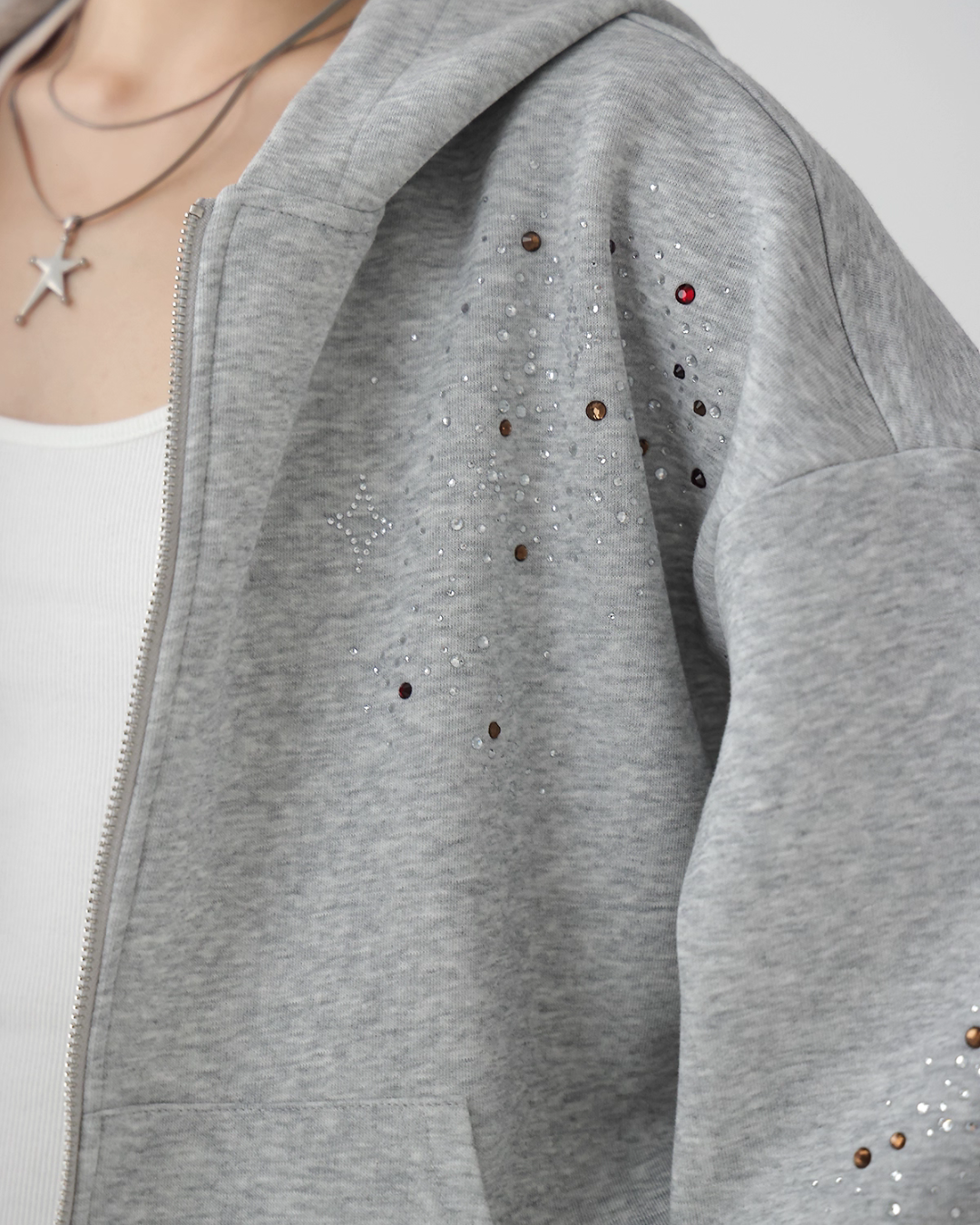 Sequin Embroidered Zip Hoodie ACS0278