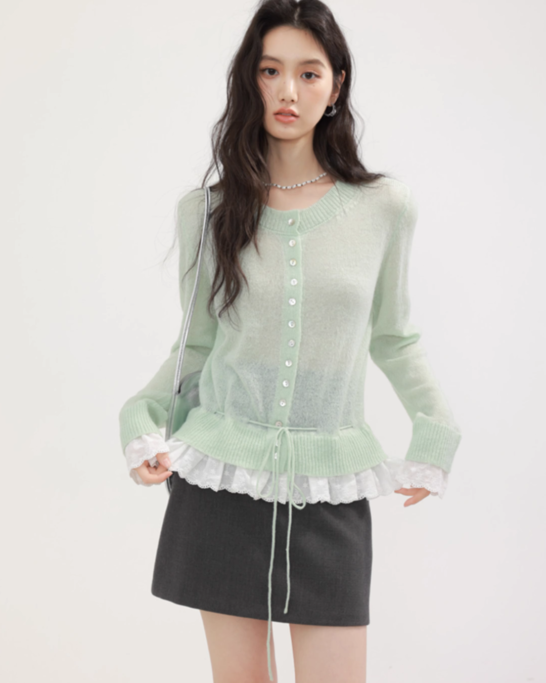 Round Neck Frill Flare Cardigan CHS0009