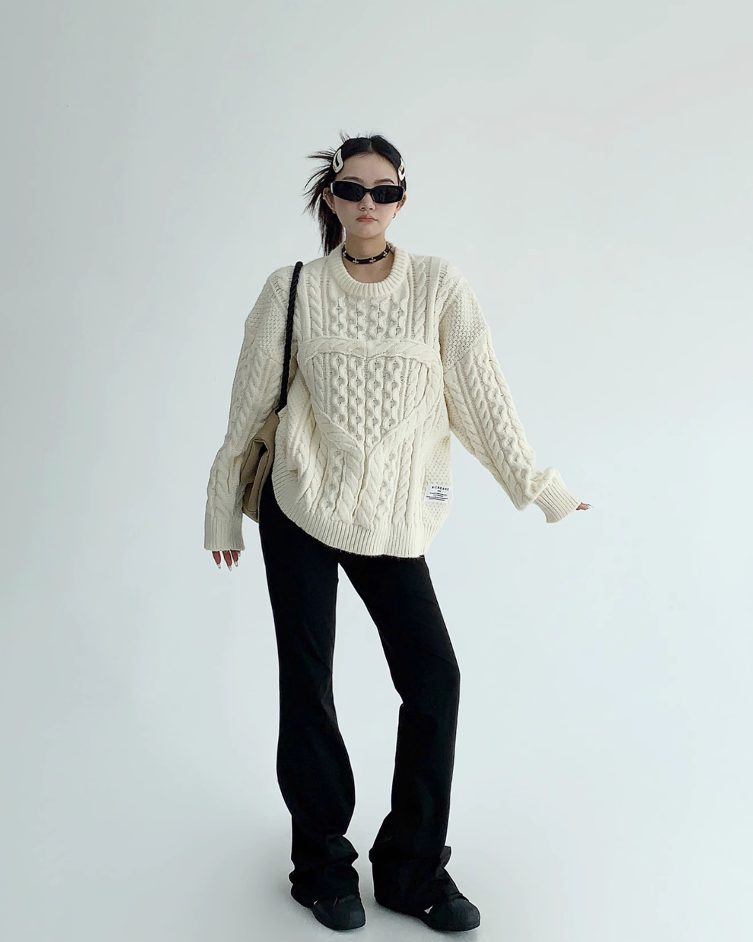 Cable Design Crew Neck Knit YLS0528