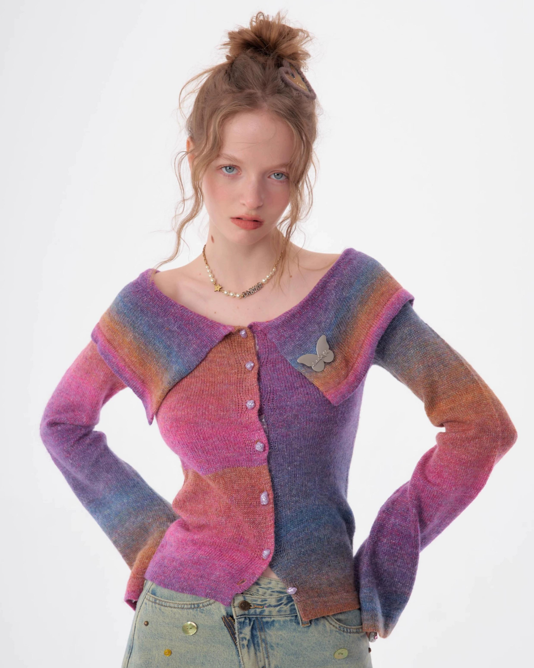 Big Color Flared Sleeve Knitted Tops ZZF0316