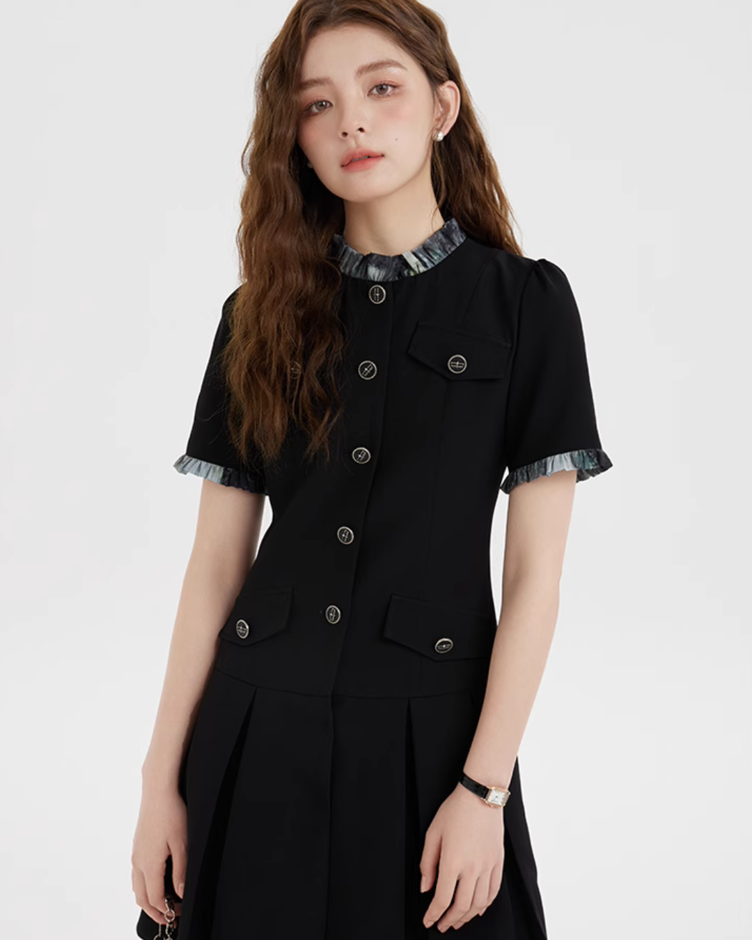 Box Pleat Tweed Dress LSN0008