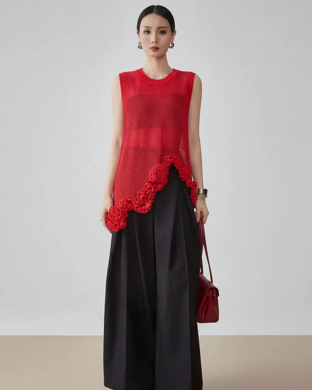Corsage Lace Knit Vest FER0220