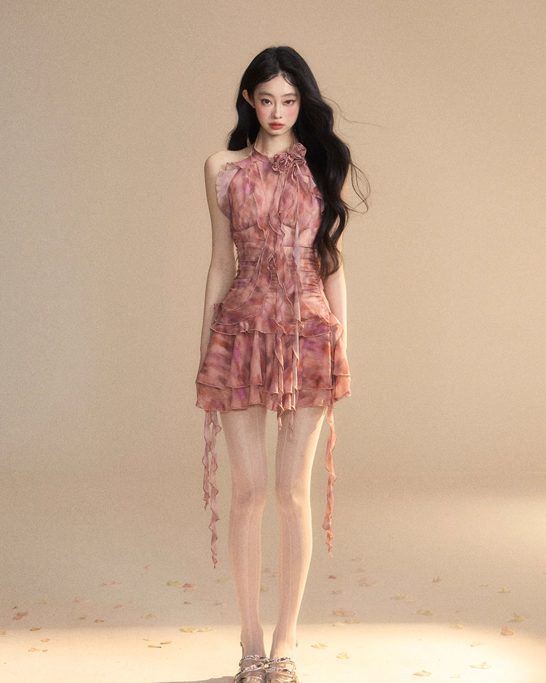 Halter Neck Red Frill Dress LAS0018