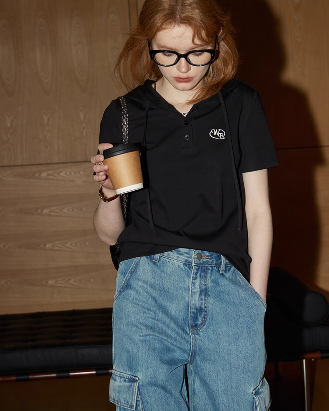 One-Point Logo Half Button Tops KMV0001