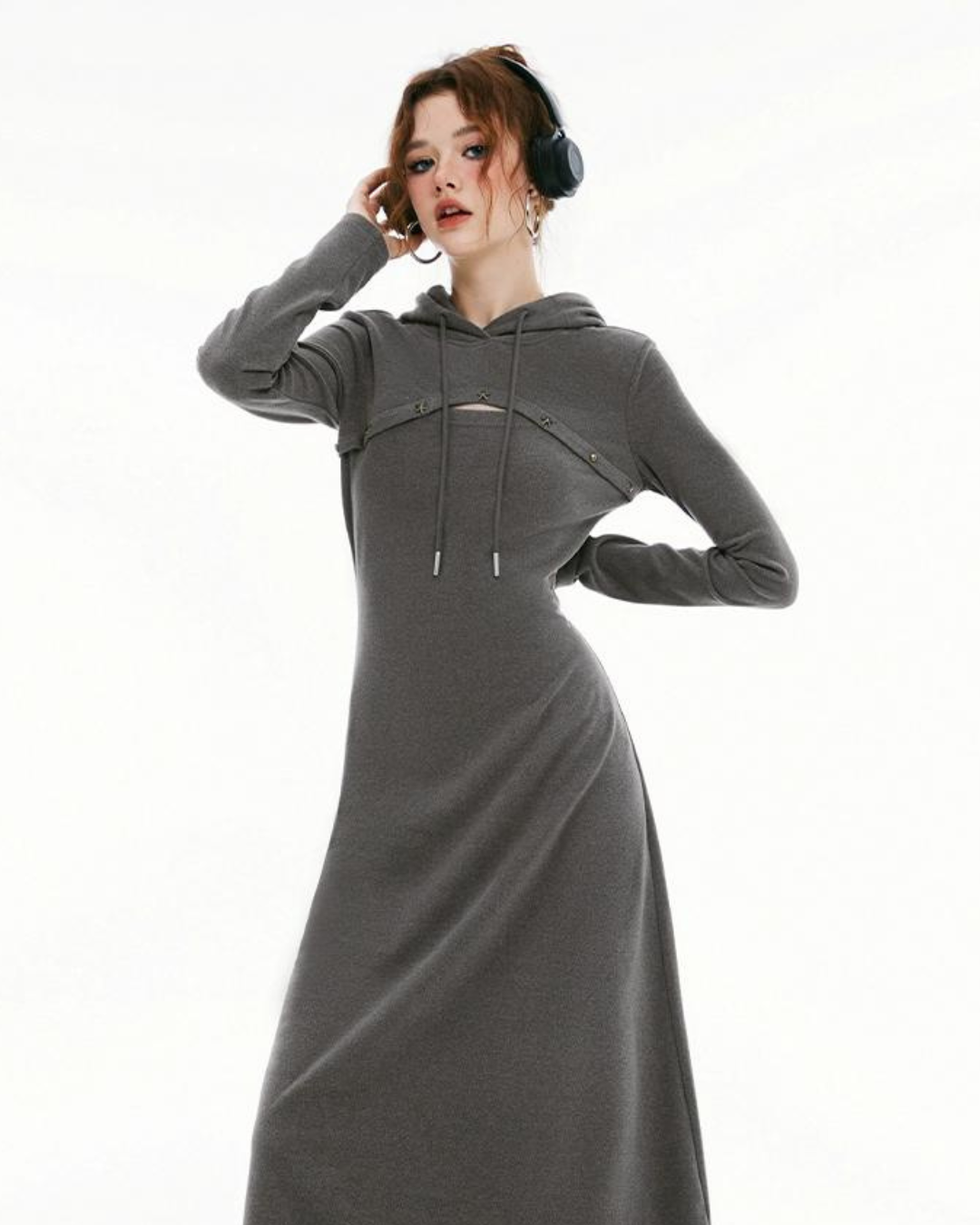 Hooded Sweat Dress IMO0109