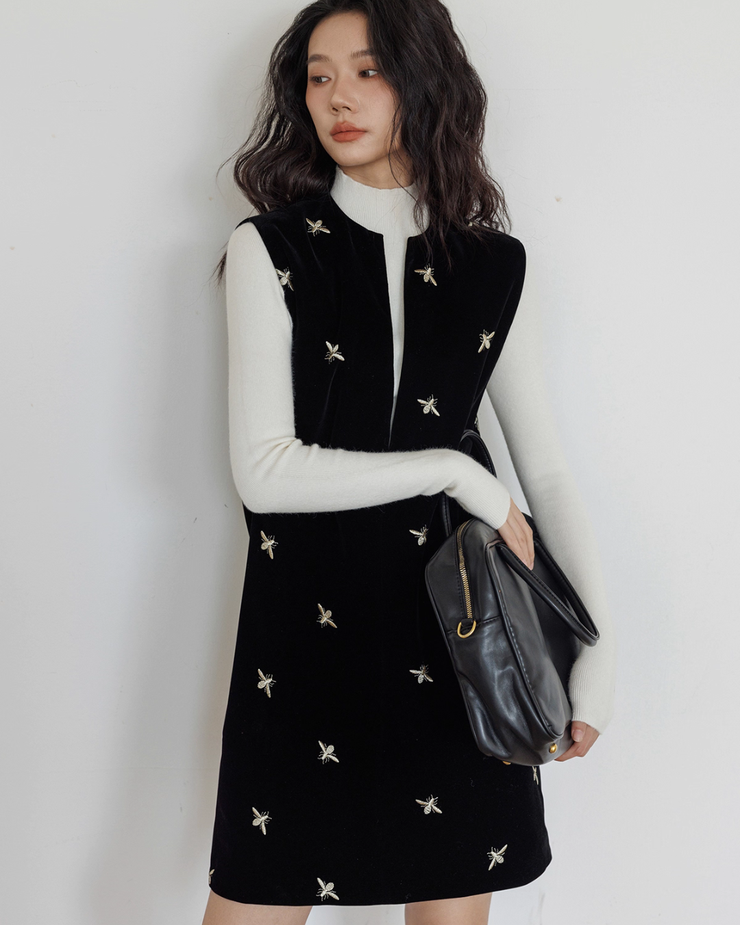 V-Neck Embroidered Vest Dress VAS0136
