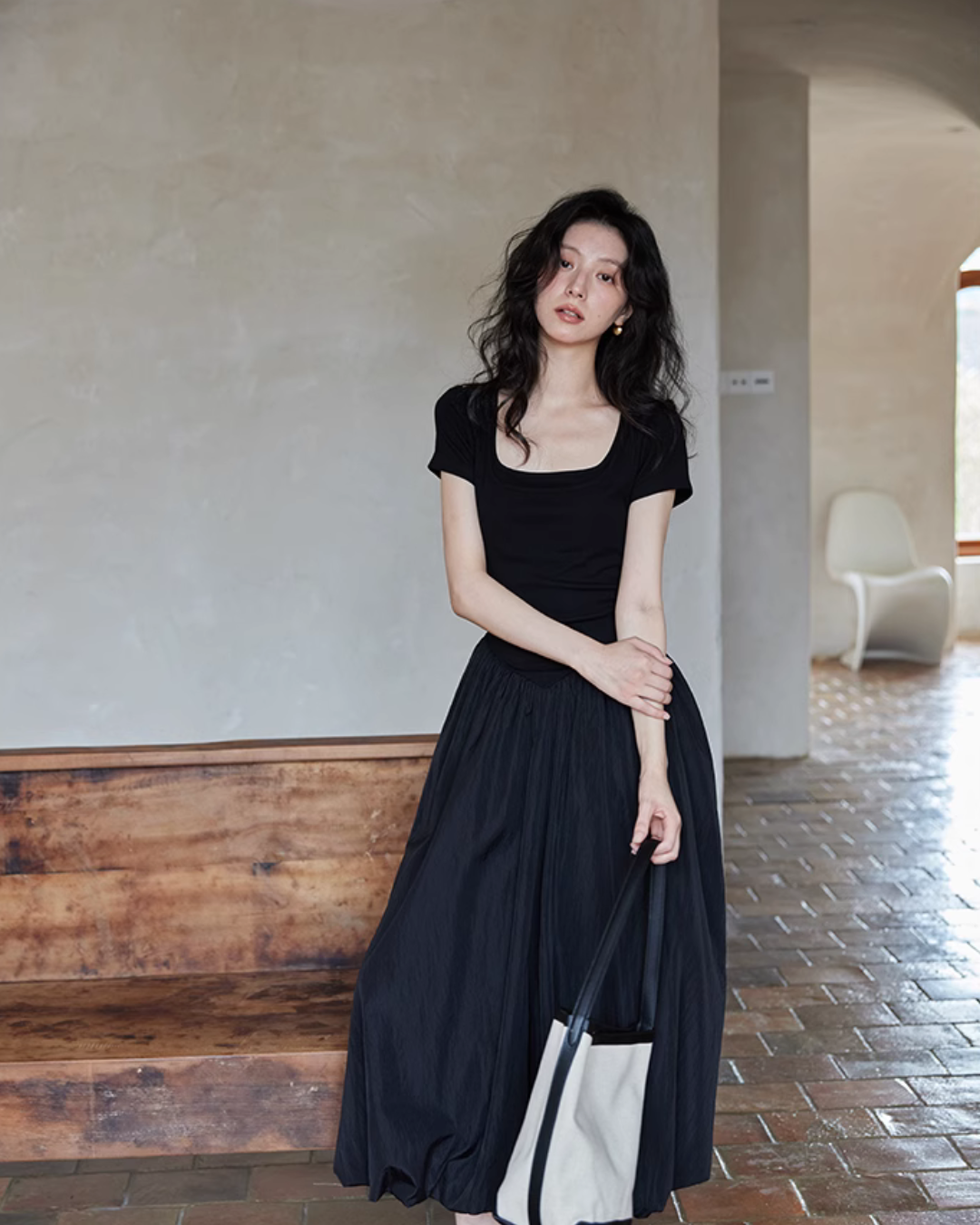 Square Neck Balloon Dress SMS0004