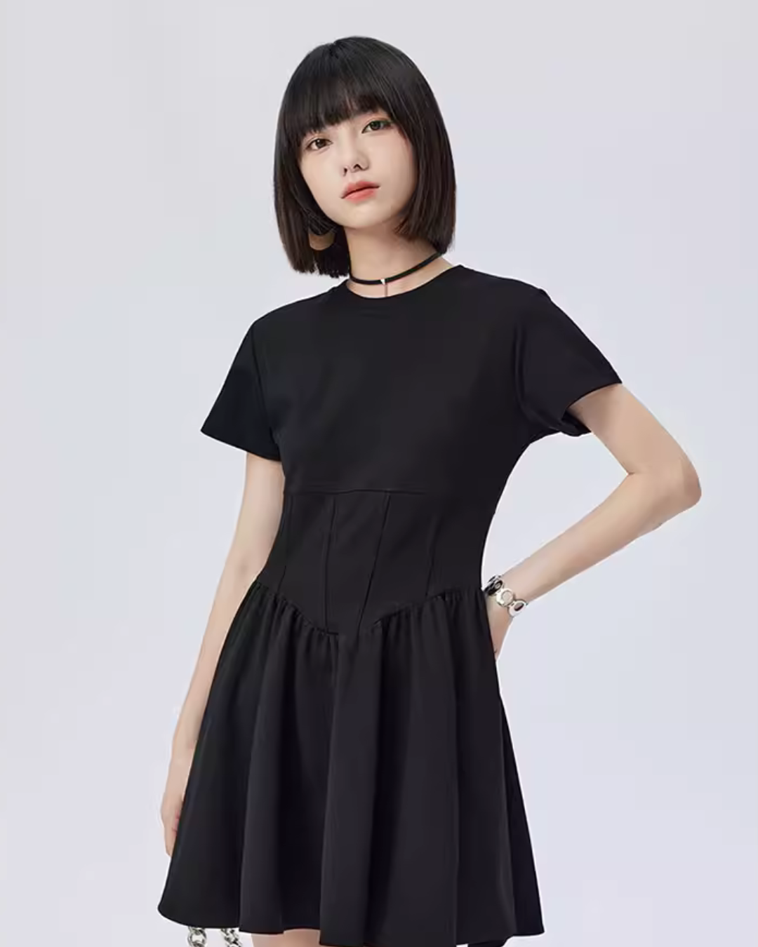 Round Neck Short Sleeve Dress SHN0008