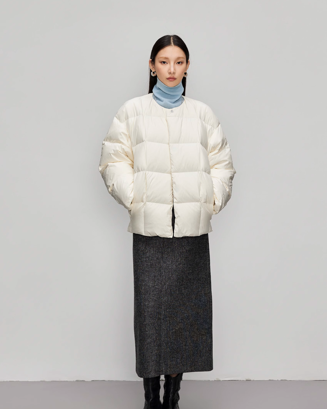 No Collar Down With Muffler Jacket JLC0007