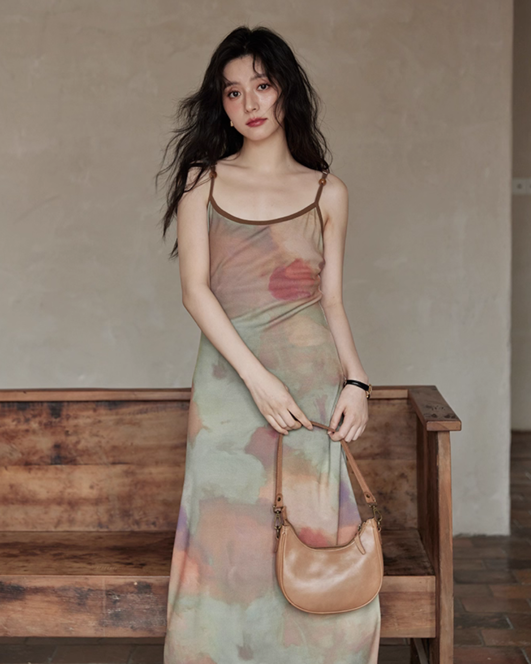 Marble Pattern Camisole Long Dress SMS0013