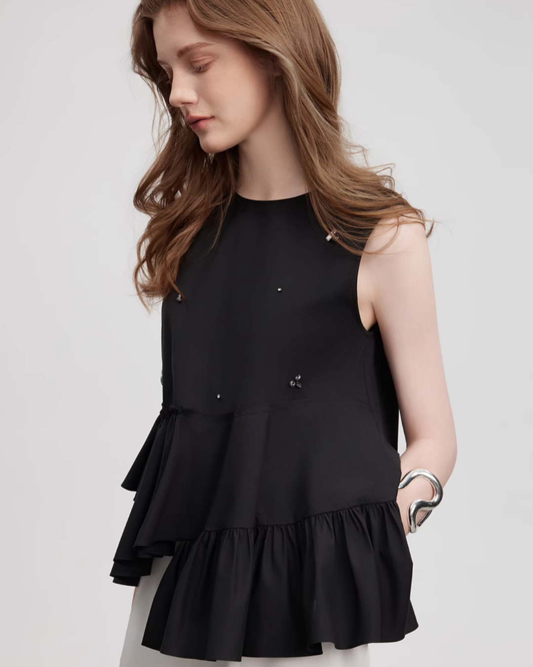 Asymmetrical Tiered Tank Top ELE0014