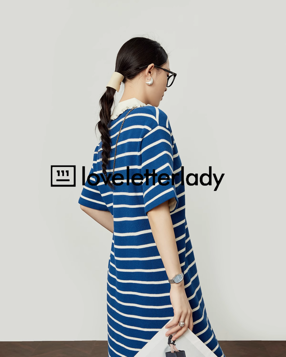 Border Short Sleeve Knit Dress LLA0440
