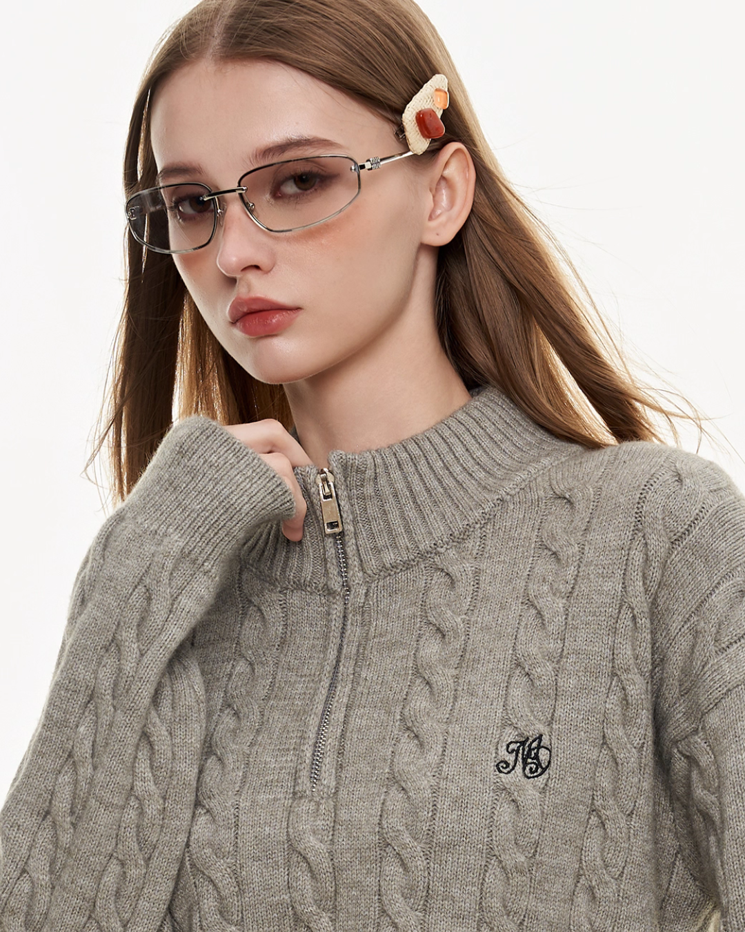 Half Zip Cable Knit MDB0010