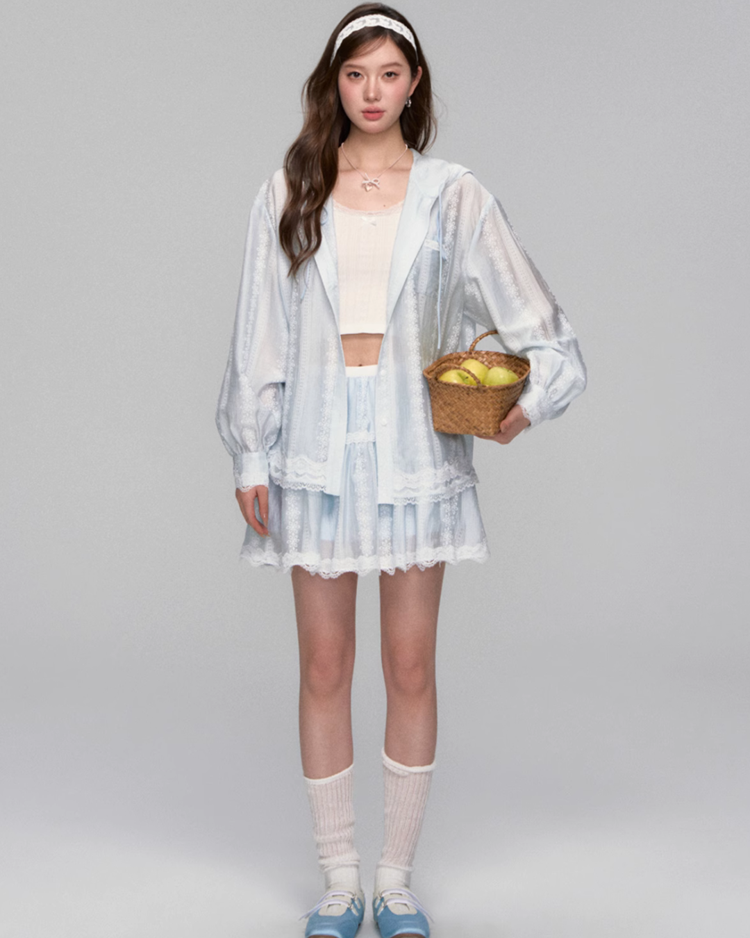 Sheer Windbreaker Jumper / Flare Skirt ASG0045