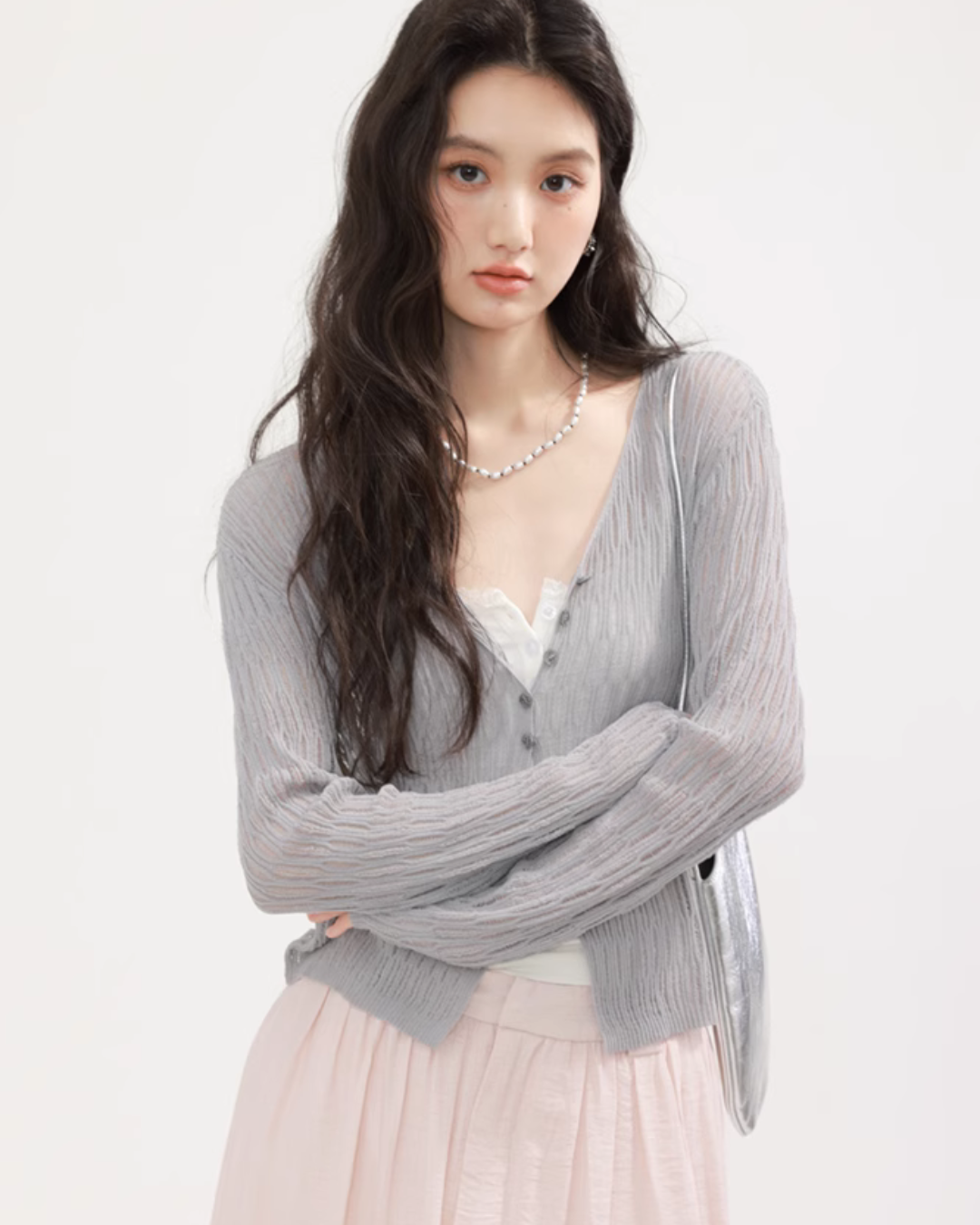 V-neck summer knit cardigan CHS0004