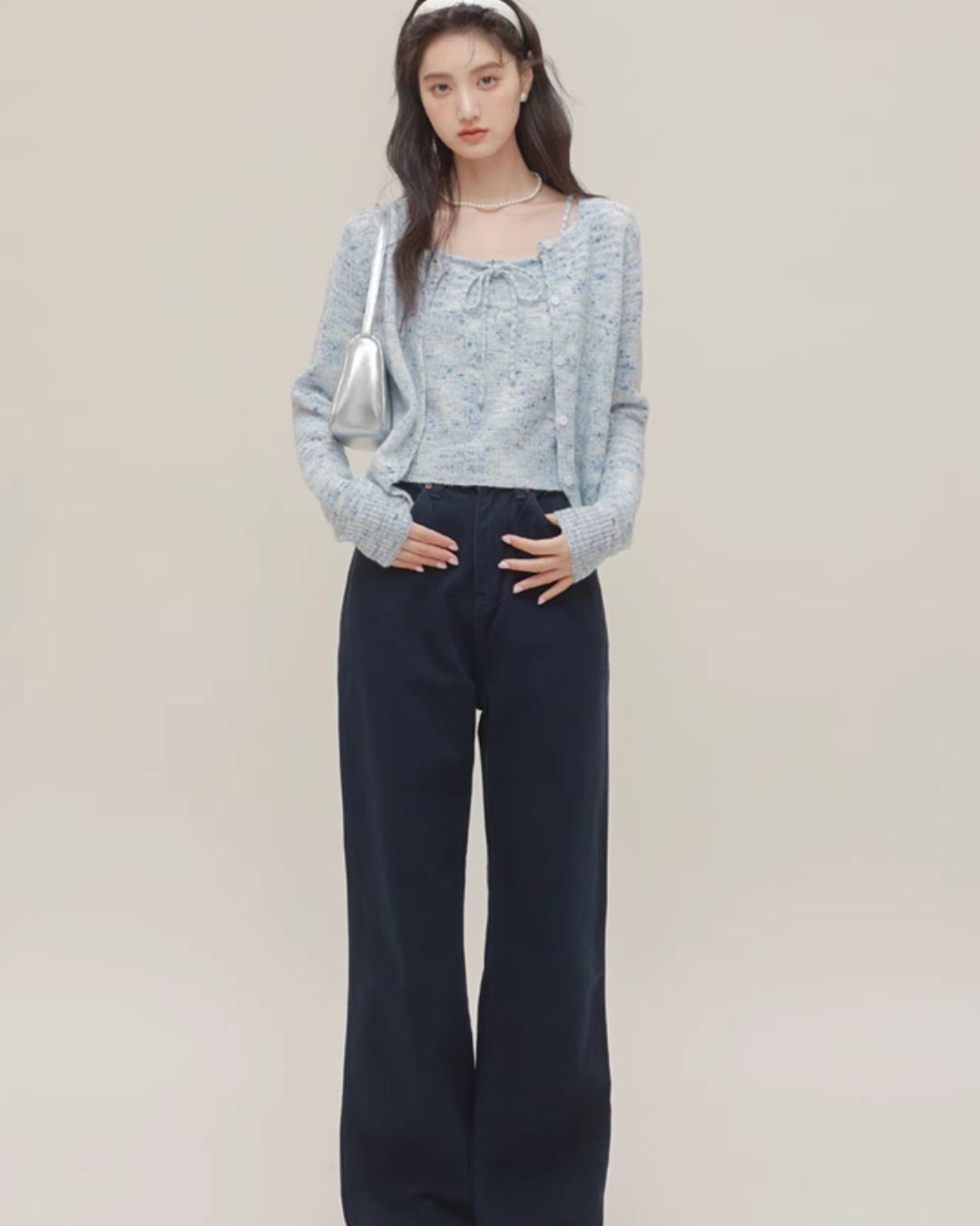 Mix Fancy Knit Cardigan / Knit Camisole CHS0007