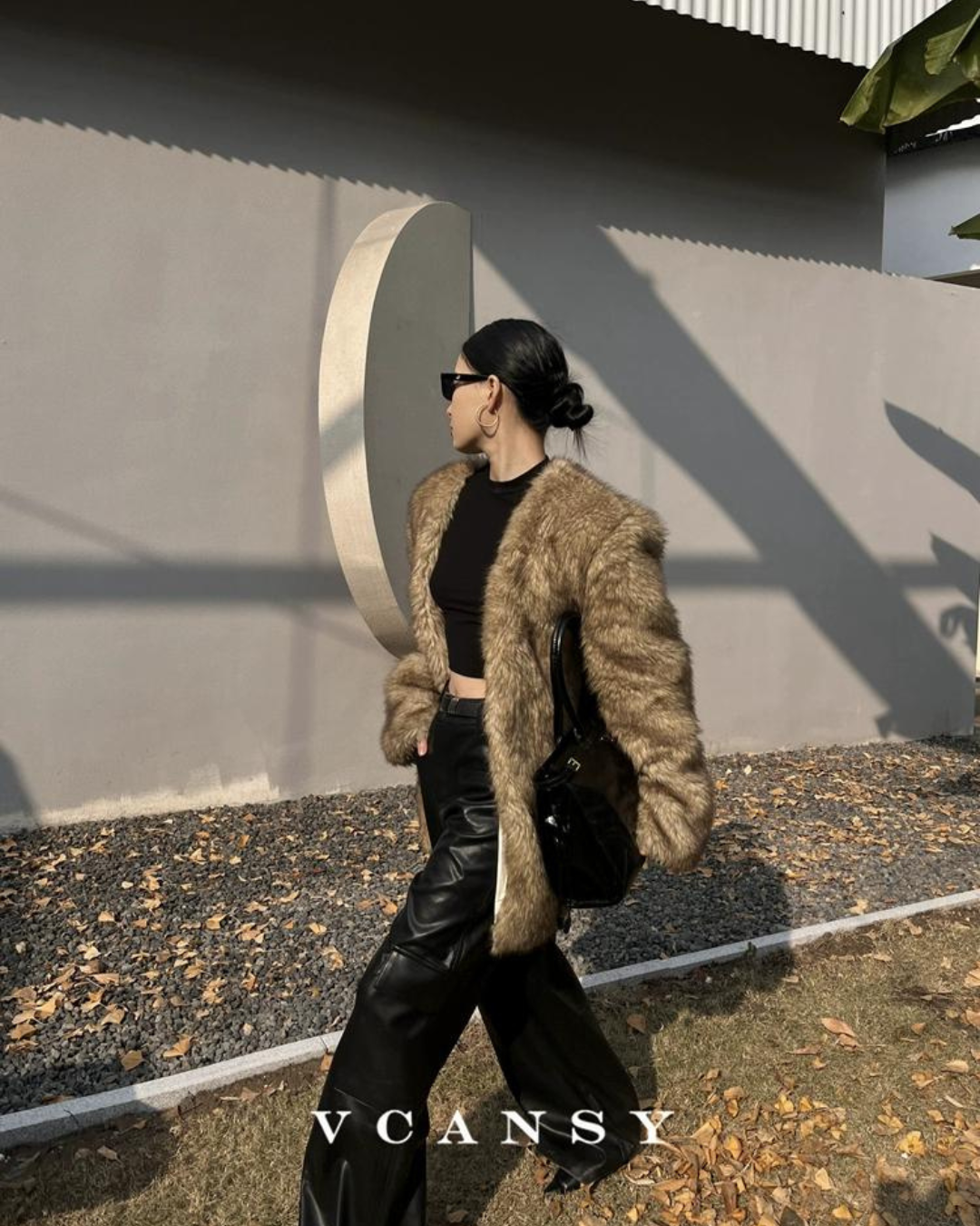No Collar Volume Fur Coat VCY0046
