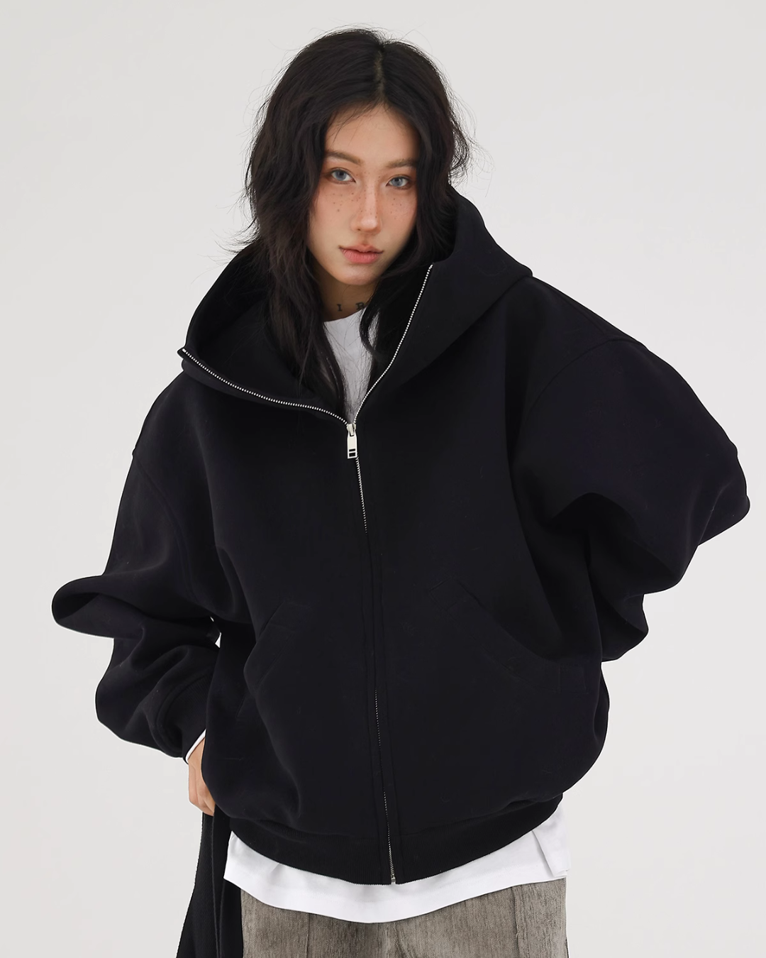 Volume Stand Neck Zip Hoodie ACS0175