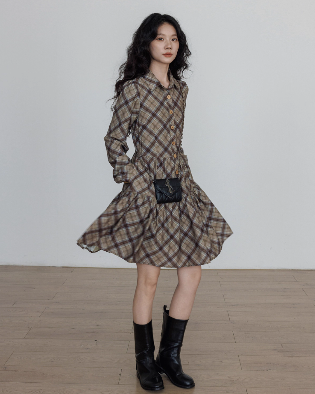 Retro Paid Flare Dress VAS0158