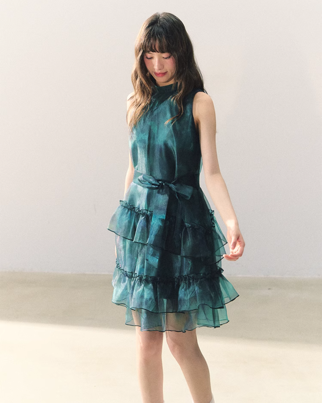 Dark Green Chiffon Dress CAS0005