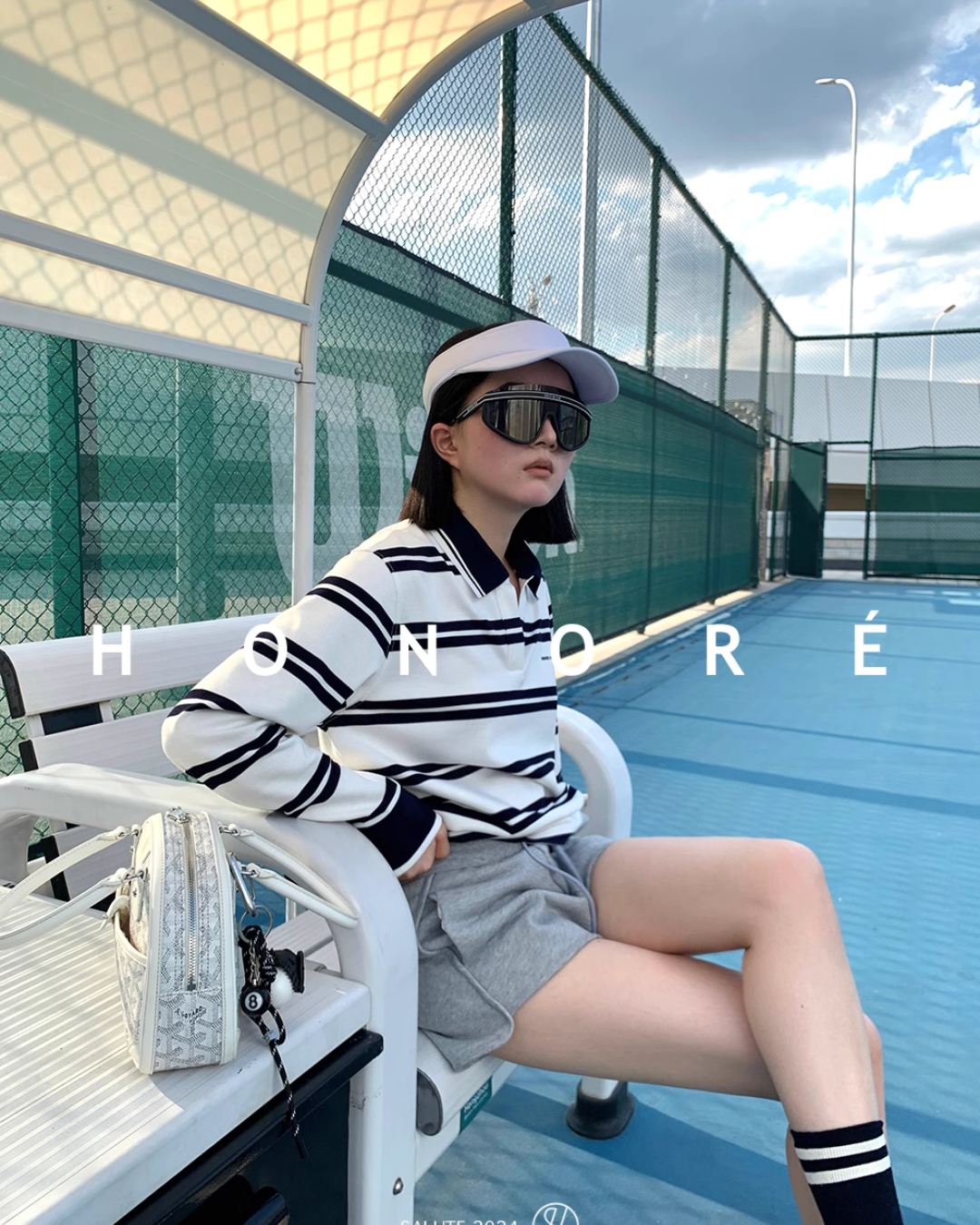 Polo Border Long Sleeve Tops HNR0005